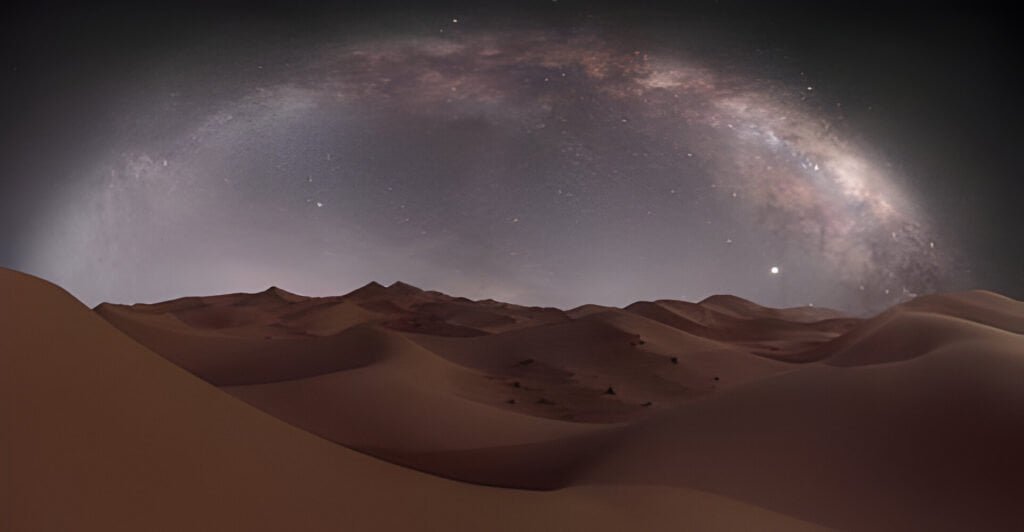 Un-chemin-de-lait-incroyable-sur-les-dunes-de-sable-du-desert-du-Sahara-Sahara-Maroc