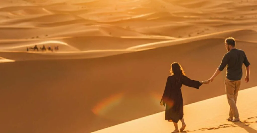 sunset in merzouga morocco